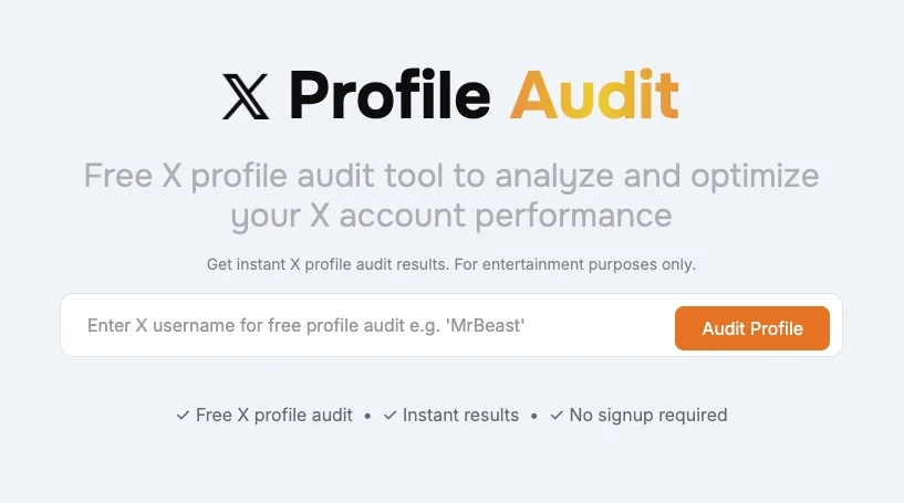 Enter X username for profile audit